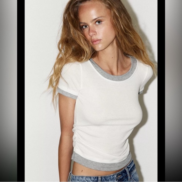 DOUBLE RIB RUCHED T-SHIRT - Picture 3 of 6